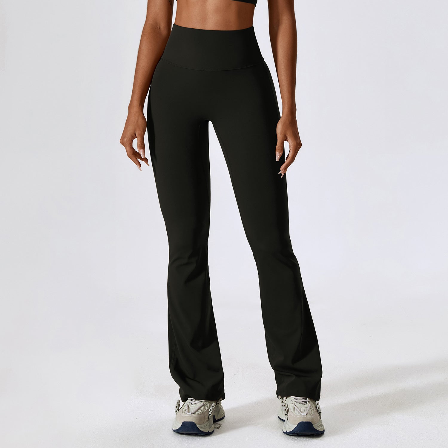 Sollinarry Wide Leg Tight Nude Feel Hip Lifting Yoga Bell Bottom Pants Dance High Waist Bootcut Casual Sports Pants