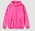 Autumn Winter Brand Washed Sweatshirt Hooded Cardigan Vintage Fleece-Lined Red Sweatshirt