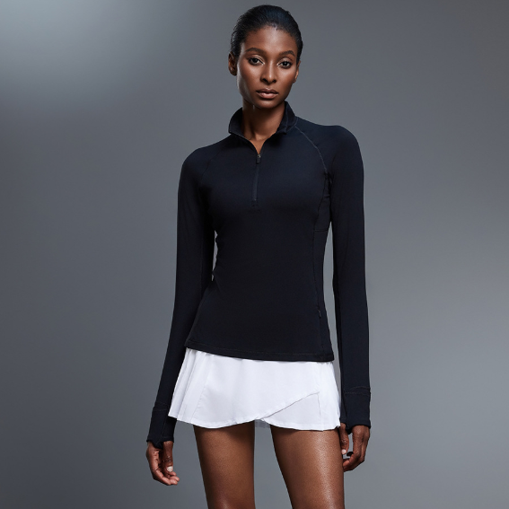 Autumn Half Long Sleeve Zipper Yoga Clothes Stand up Collar Slim Fit Slimming Workout Top Running Sports T shirts