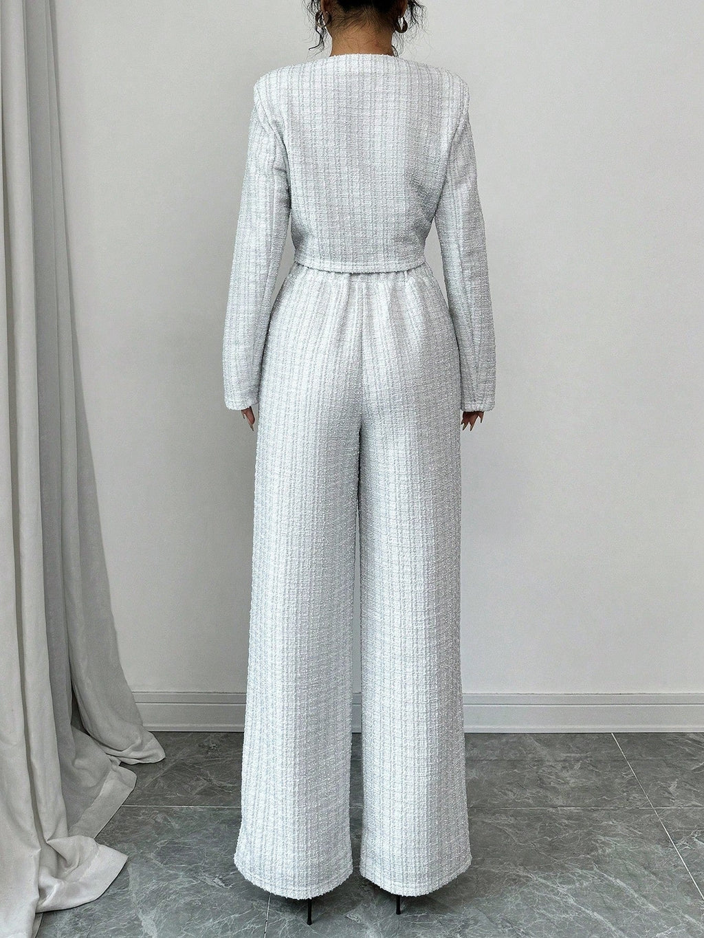 Women’s Tweed Pearl-Button Jacket & Pants Set