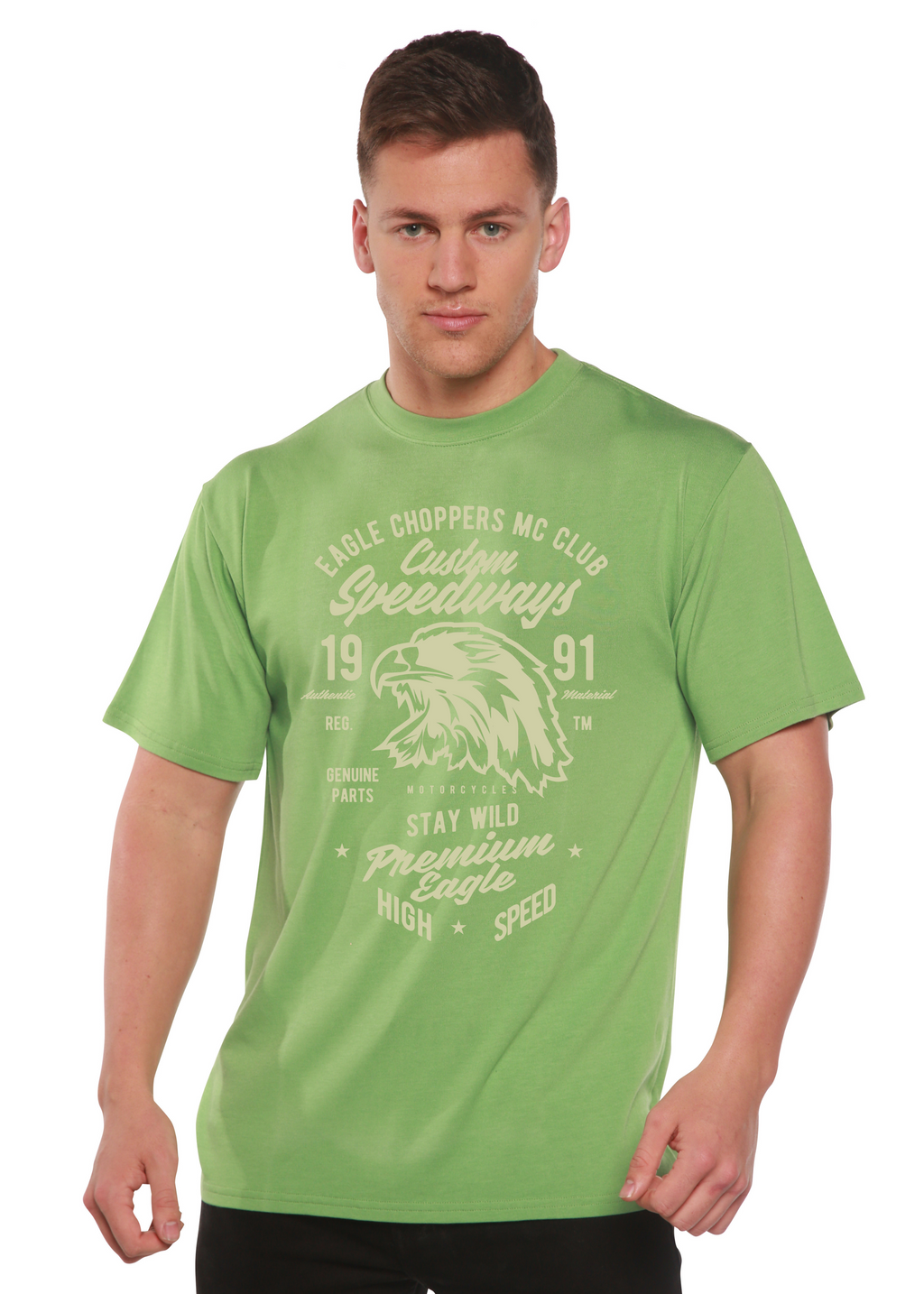 Custom Speedways Premium Eagle Men's Bamboo Viscose/Organic Cotton Short Sleeve Graphic T-Shirt