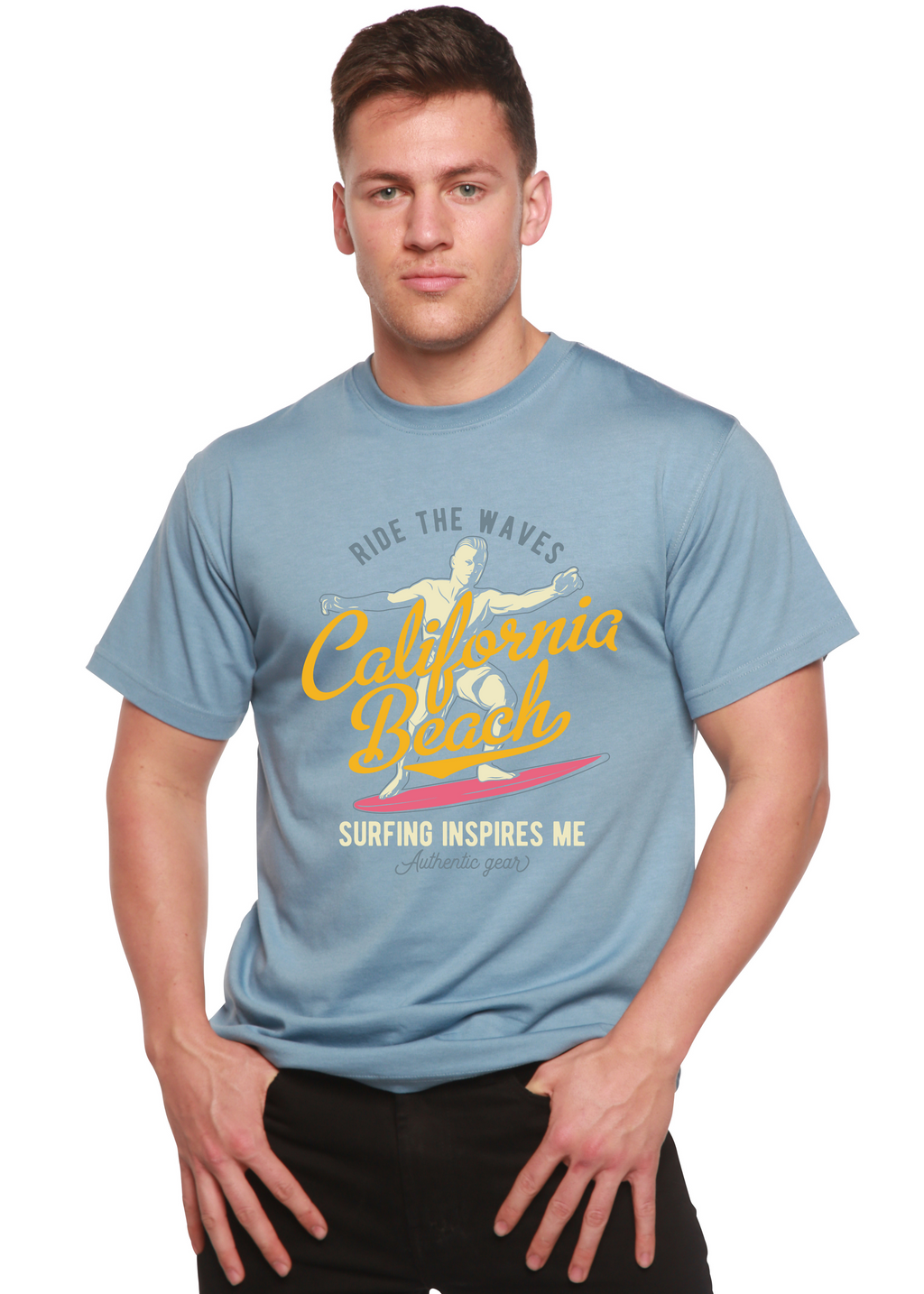 California Beach Men's Bamboo Viscose/Organic Cotton Short Sleeve Graphic T-Shirt