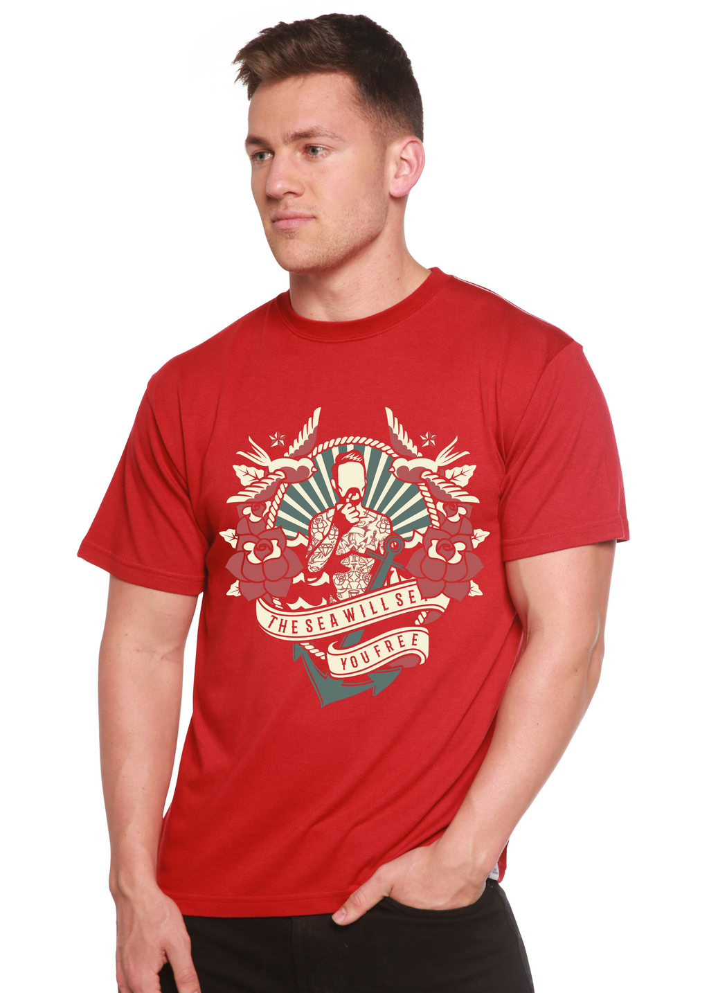 The Sea Will Spun Bamboo® Men's Bamboo Viscose/Organic Cotton Short Sleeve Graphic T-Shirt