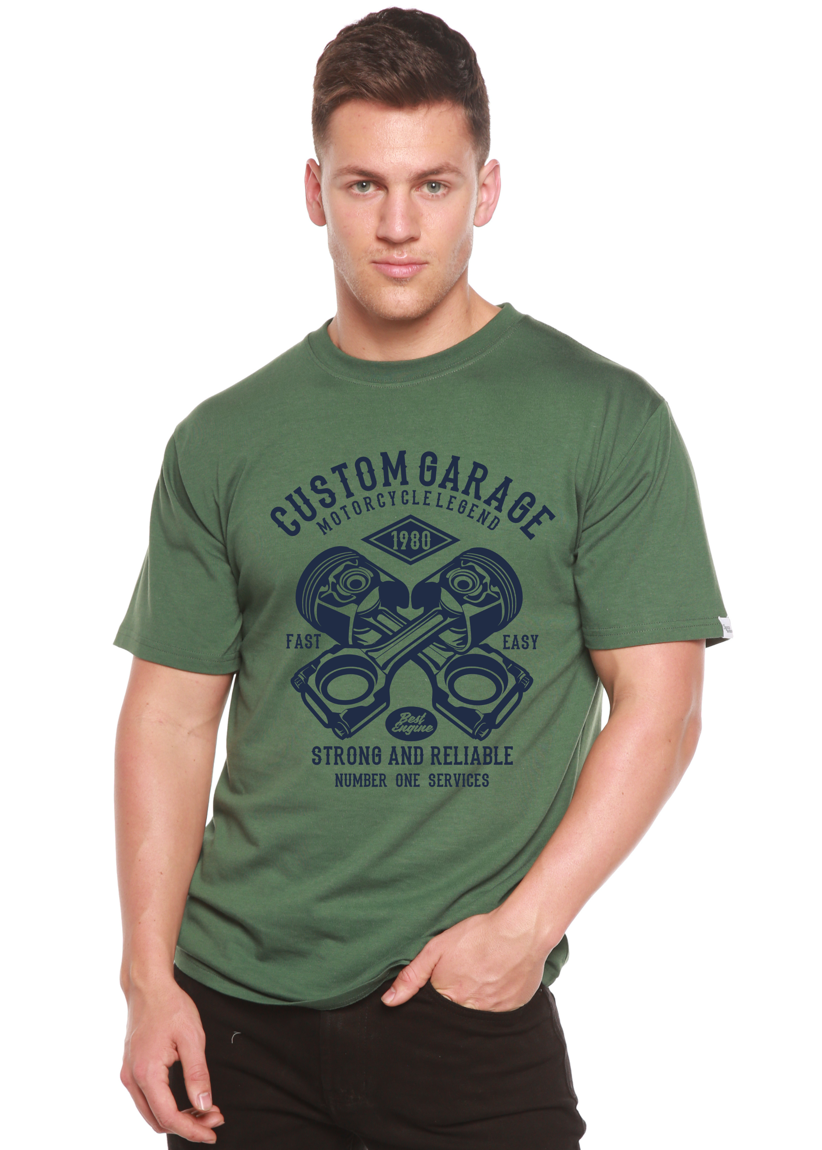 Custom Garage Men's Bamboo Viscose/Organic Cotton Short Sleeve Graphic T-Shirt