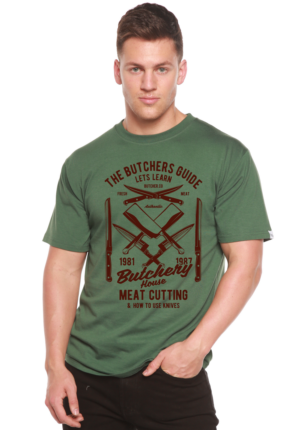 Butchery House Men's Bamboo Viscose/Organic Cotton Short Sleeve Graphic T-Shirt