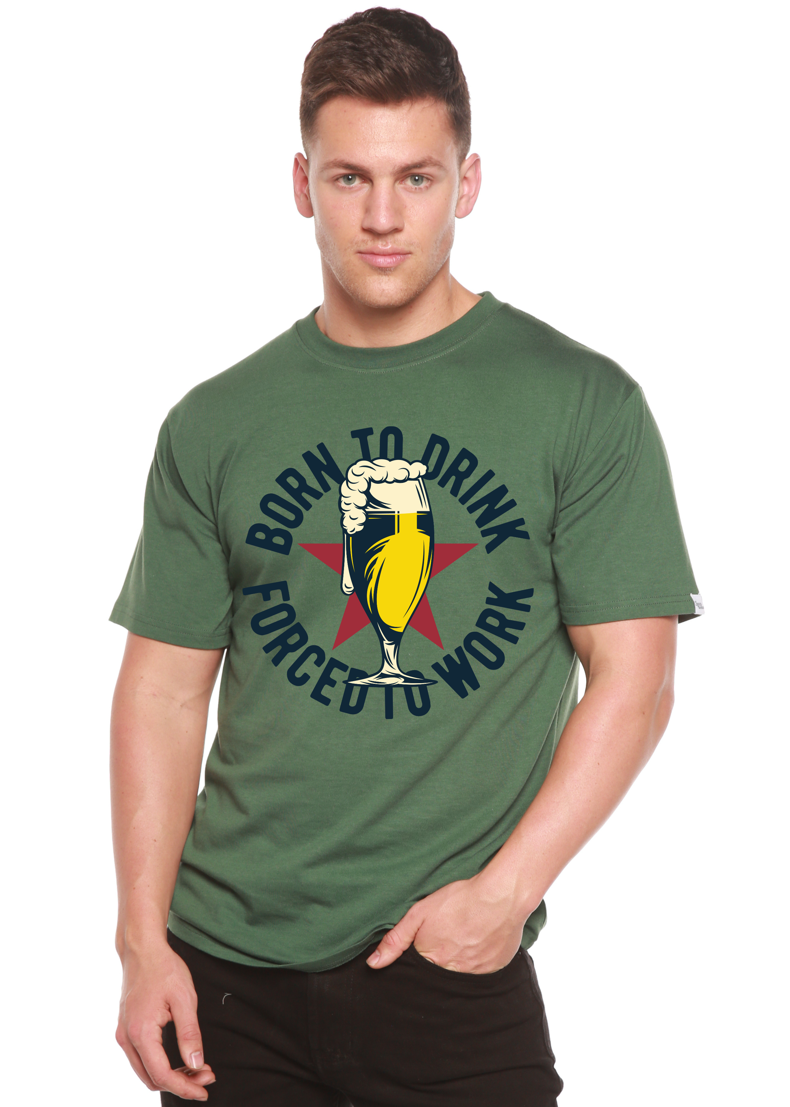 Born to Drink Men's Bamboo Viscose/Organic Cotton Short Sleeve Graphic T-Shirt