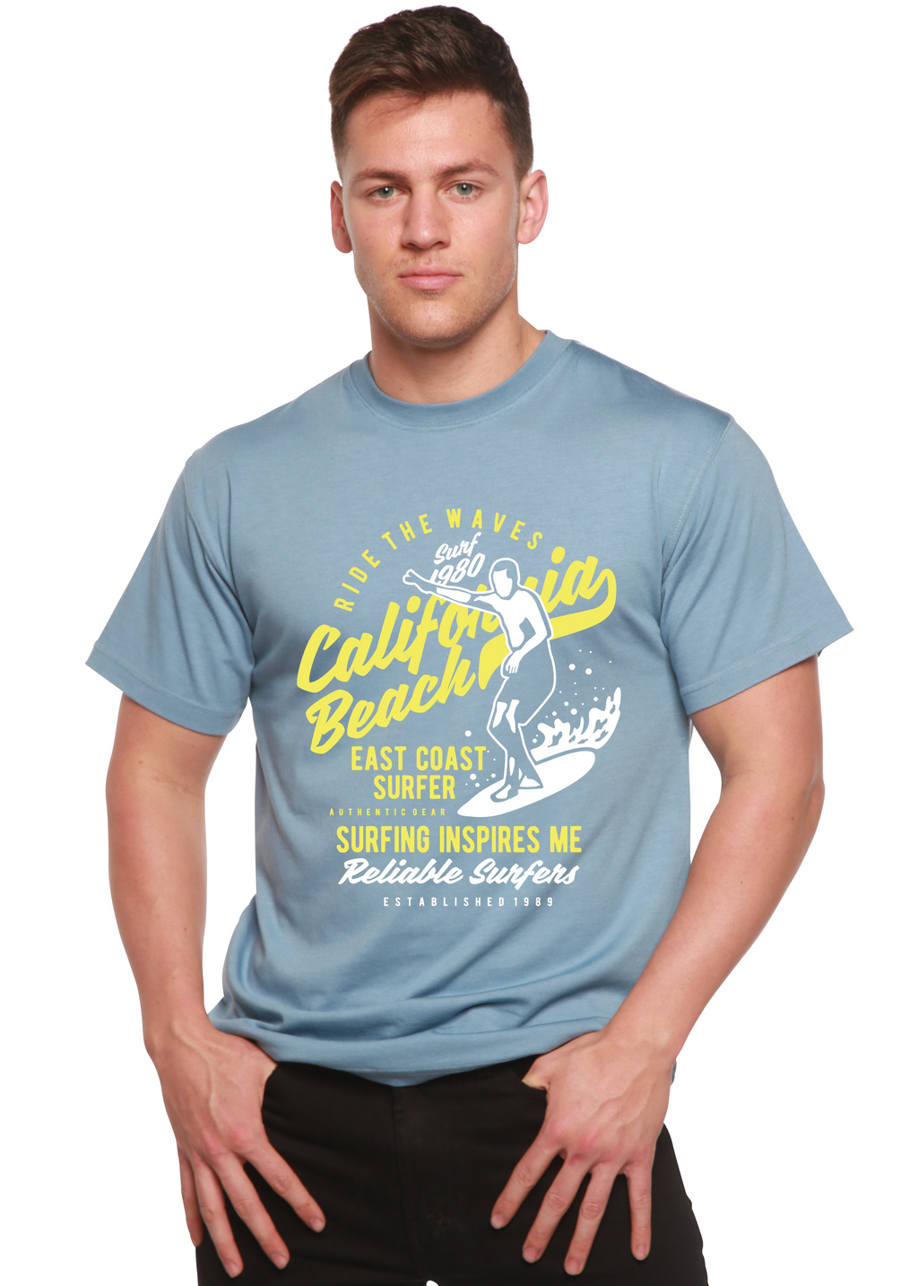 Ride The Waves Spun Bamboo® Men's Bamboo Viscose/Organic Cotton Short Sleeve Graphic T-Shirt