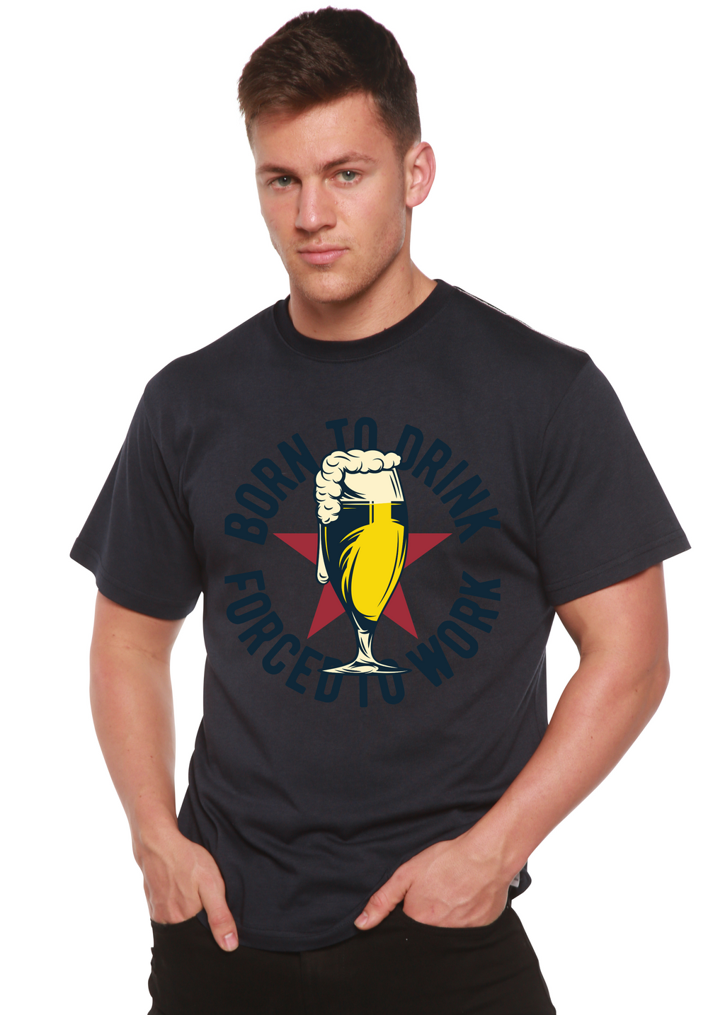 Born to Drink Men's Bamboo Viscose/Organic Cotton Short Sleeve Graphic T-Shirt