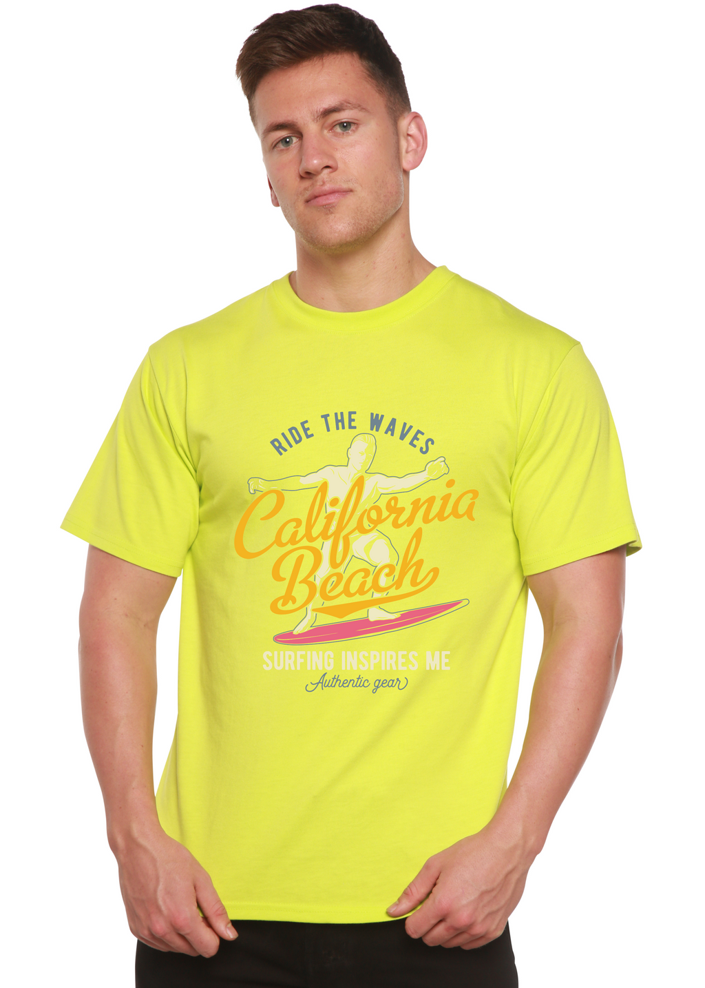 California Beach Men's Bamboo Viscose/Organic Cotton Short Sleeve Graphic T-Shirt