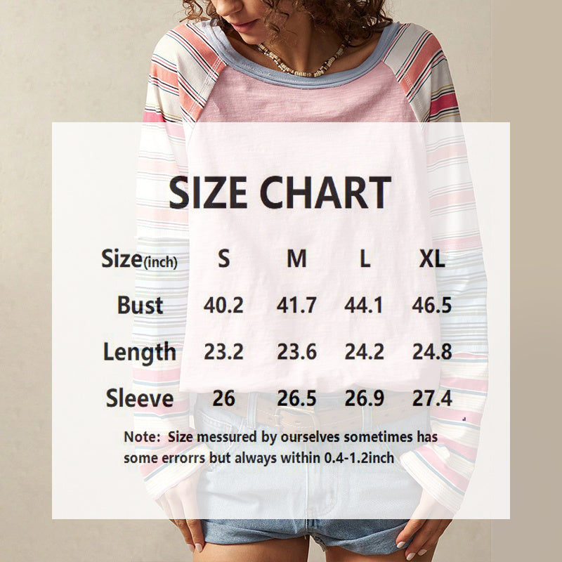 Women's Striped Long Sleeve Top Round Neck Pullover
