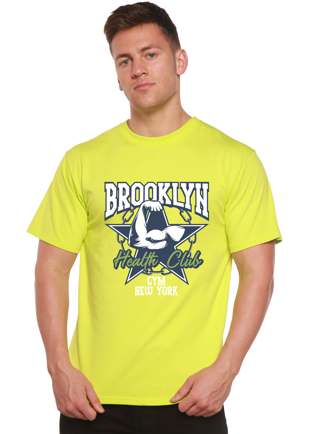 Brooklyn Health Club Men's Bamboo Viscose/Organic Cotton Short Sleeve Graphic T-Shirt