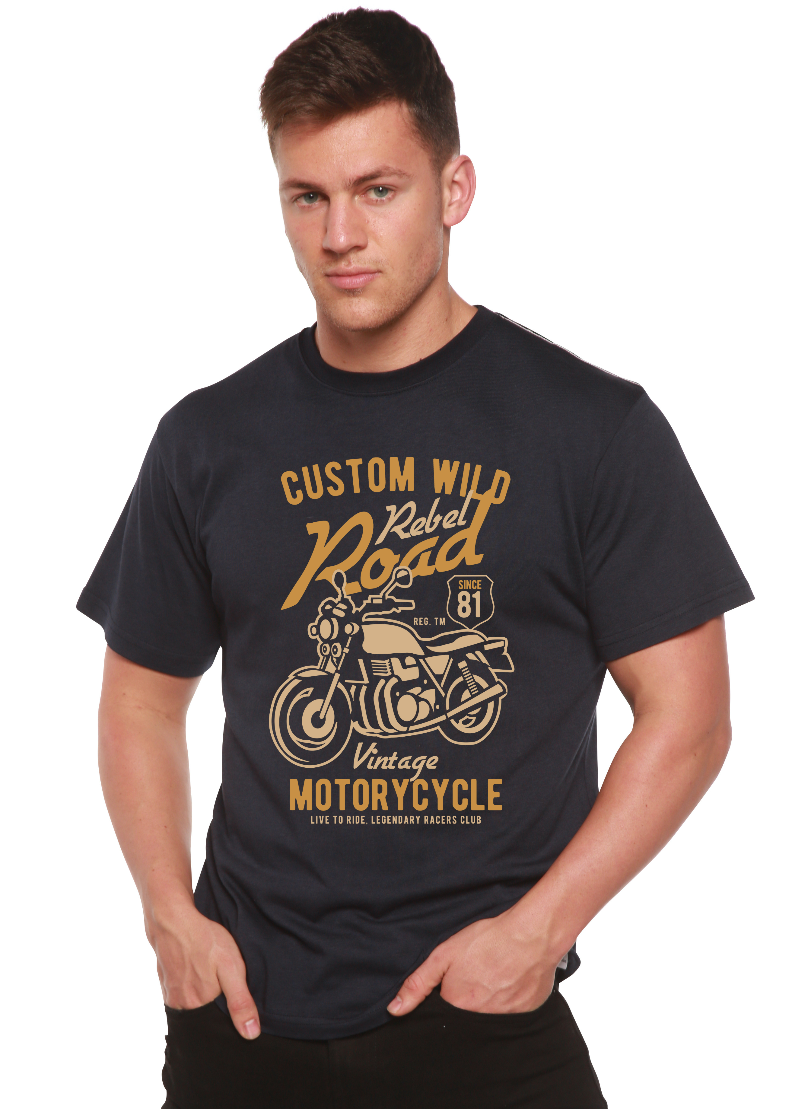 Custom Wild Men's Bamboo Viscose/Organic Cotton Short Sleeve Graphic T-Shirt