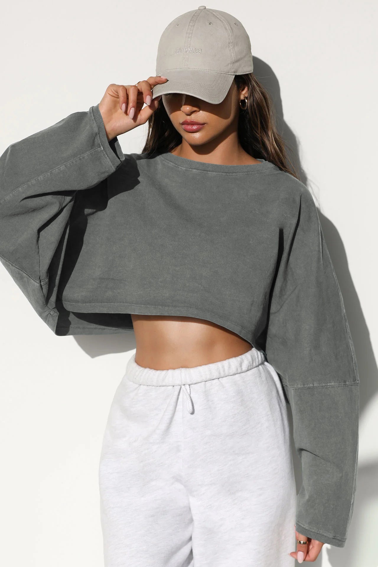 Popular round Neck Sweatshirt Women Clothing Short Sports Bottoming Shirt T shirt Knitwear Long Sleeve Top