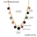 Mioli Handmade Chain Colorful Natural Stone Bohemian Necklace Women Stainless Steel All Match Internet Celebrity Embellished Jewelry