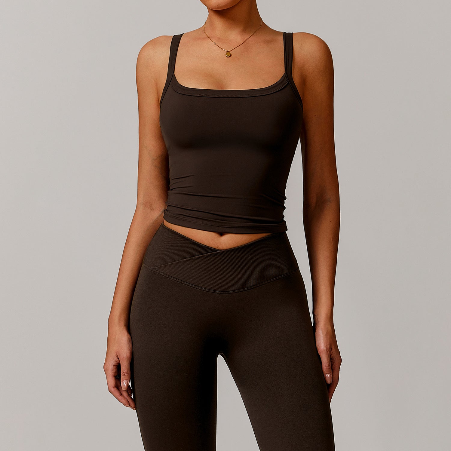 Sollinarry Brushed Vest Workout Clothes Bra High Strength Sports Underwear Sling Beauty Back Yoga Vest