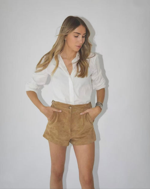 Autumn Winter Retro Suede Locomotive Clothing Jacket Coat Shorts Two Piece Sets