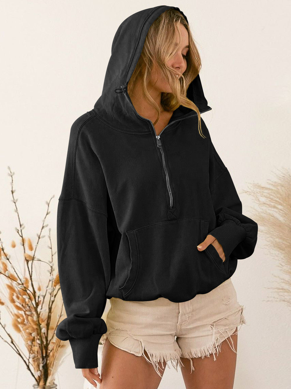 Hooded Sweatshirt Women Clothing Tide Brand Sports Hoodie Zipper Drawstring Long Sleeve Top
