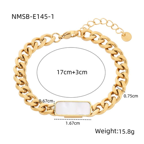 Arrival Light Luxury High Grade Square Black White Fritillary Titanium Steel Bracelet 18K Metal Good Texture Personality Design