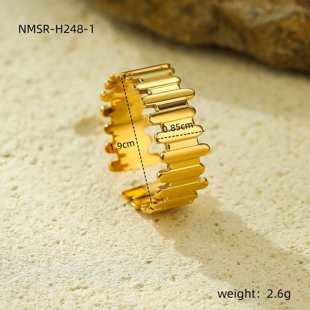 Geometric Abstract Irregular Asymmetric Titanium Steel Ring High Grade Open Stainless Steel Ring