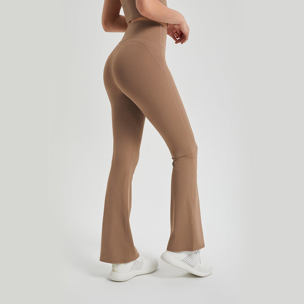 Antibacterial Wear Free Underwear High Waist Peach Hip Raise Yoga Pants Anti Curling Outer Wear Running Workout Pants Fitness Bootcut Trousers
