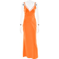 Satin Maxi Dress Sexy Deep V Plunge neck Backless Sexy Strap Dress