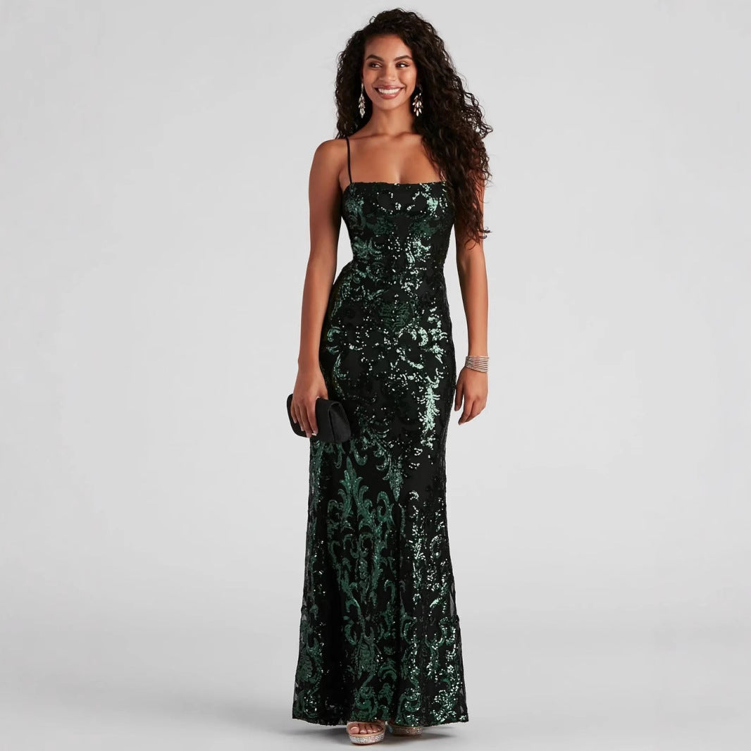 Summer Dress Sexy Formal Dress Sequin Sling Dress Elegant Socialite