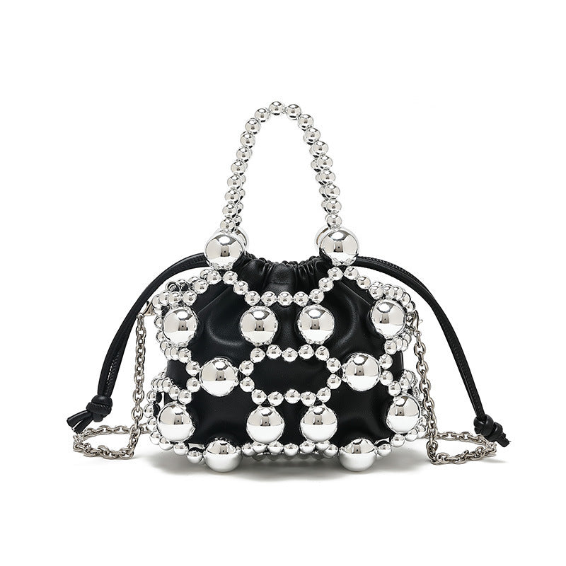 Special Interest Design Beaded Bag Fashionable All Match Exquisite Hollow Out Cutout Beads Woven Bag High Grade Portable Shoulder Messenger Bag