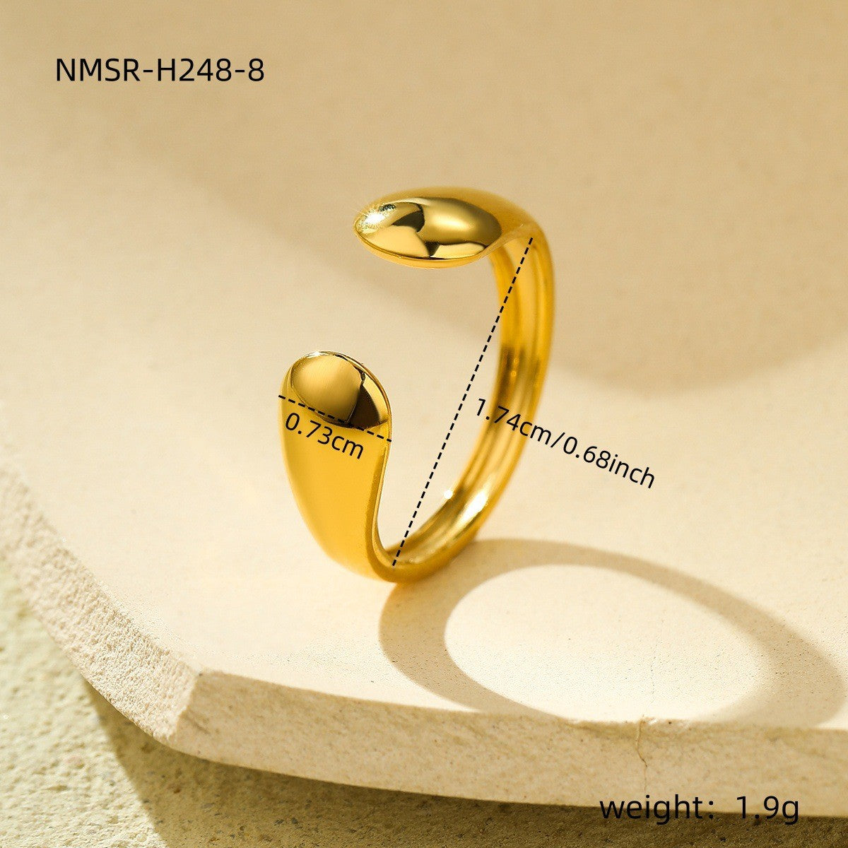 Geometric Abstract Irregular Asymmetric Titanium Steel Ring High Grade Open Stainless Steel Ring
