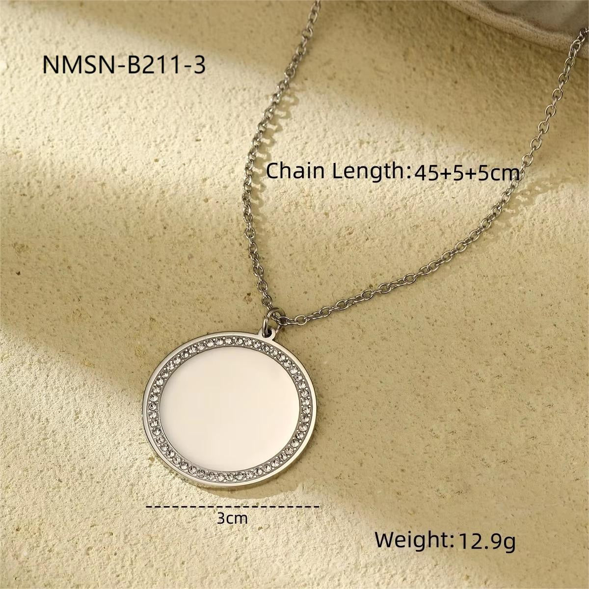 Lettering Private Exclusive Stainless Steel Necklace Special Interest Inlaid Zircon Titanium Steel Embellished