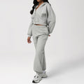Autumn Winter Loose Slimming Track Sweatpants Women Thickened Hooded Zipper Sweatshirt Coat Casual Two Piece Set