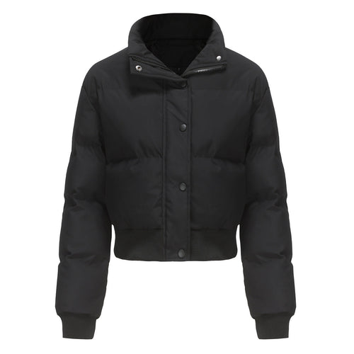 Autumn Winter Women Clothing Short Cotton Jacket Women Long Sleeved High Collar Warm Coat Loose Casual Cotton Padded Clothes Bread Coat
