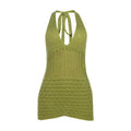 Women Clothing Summer Sexy V neck Halter Hollow Out Cutout Slim Fit Backless Knitted Dress