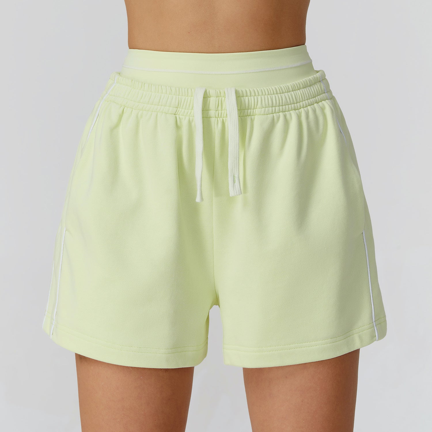 Contrast Color Sports Shorts High Waist Loose Straight Pocket Sweatpants Outdoor Casual Comfortable Shorts