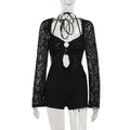 Autumn Elegant Sexy Slim Lace Long Sleeved Romper for Women