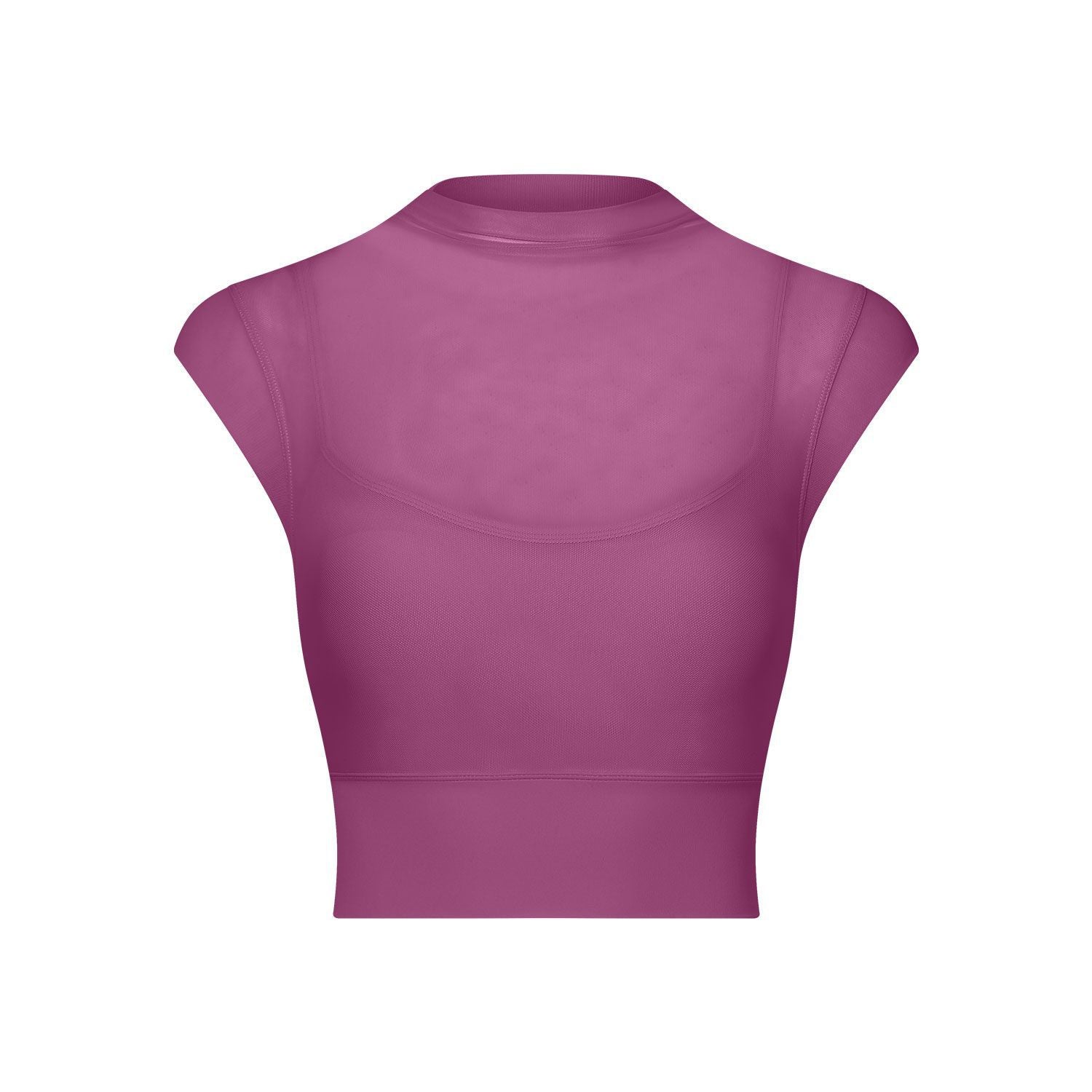 Sexy Mesh Yoga Clothes Flounced Sleeve Running Quick Drying Sports Bra with Chest Pad One Piece Cup Workout Clothes Top