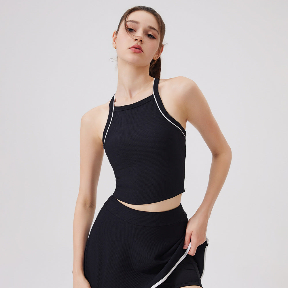 Nude Feel Yoga Vest Contrast Color Beauty Back Quick Drying Halter Underwear Sports Running Fitness Sports Bra Women