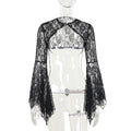 Autumn Elegant Lace Batwing Sleeve Irregular Asymmetric Overhaul Waistcoat Top Women