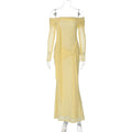 Best Seller in Women Clothing Summer Sexy See through off Shoulder Slim Fit Lace up Dress