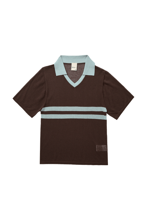 ARACI KNIT POLO TOPRed's Casual  wearfindmenowthelabelT-ShirtsThe Short Slv Stripe Polo Sweater is a fitted polo-style sweater with color-blocked stripes and a collared neckline. Preppy done right.
Fit Details ✿✦  Fitted, StretARACI KNIT POLO TOP IN COCOA CREAM