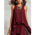 Black Asymmetrical Chiffon Maxi Dress – Flowy Sleeveless Boho A-Line Long Dress for Women