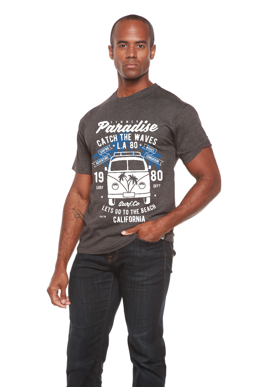 Catch The Waves Men's Bamboo Viscose/Organic Cotton Short Sleeve Graphic T-Shirt