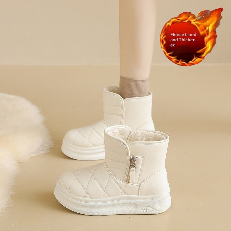 Women’s Warm Fleece-Lined Snow Boots – Casual Winter Anti-Slip Ankle Boots