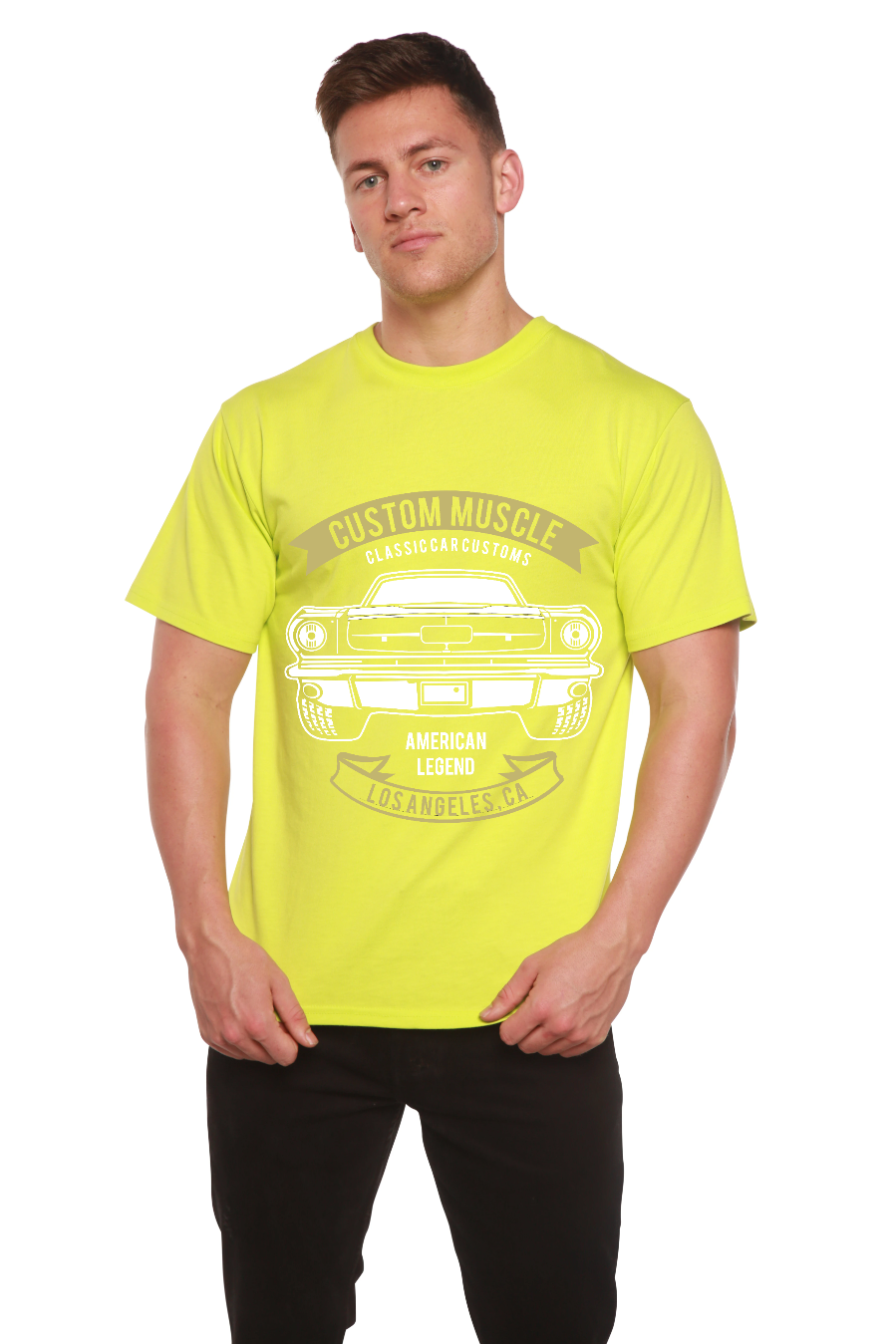 Custom Muscle Men's Bamboo Viscose/Organic Cotton Short Sleeve Graphic T-Shirt