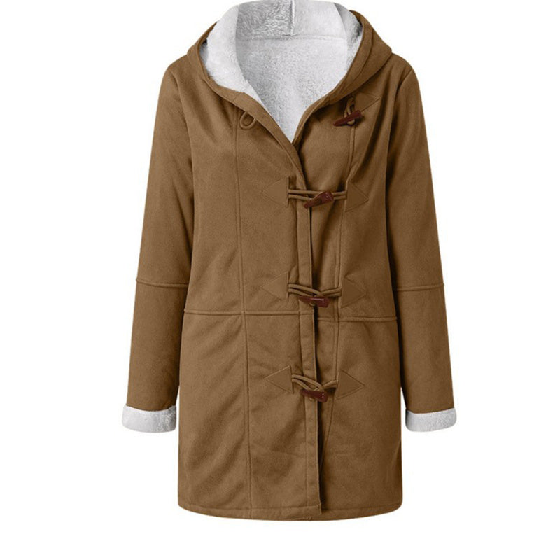 Sherpa-Lined Duffle Toggle Jacket with Hood — Warm Hooded Fleece Coat