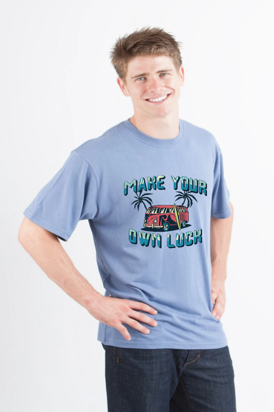Make your own luck Men's Bamboo Viscose/Organic Cotton Short Sleeve Graphic T-Shirt