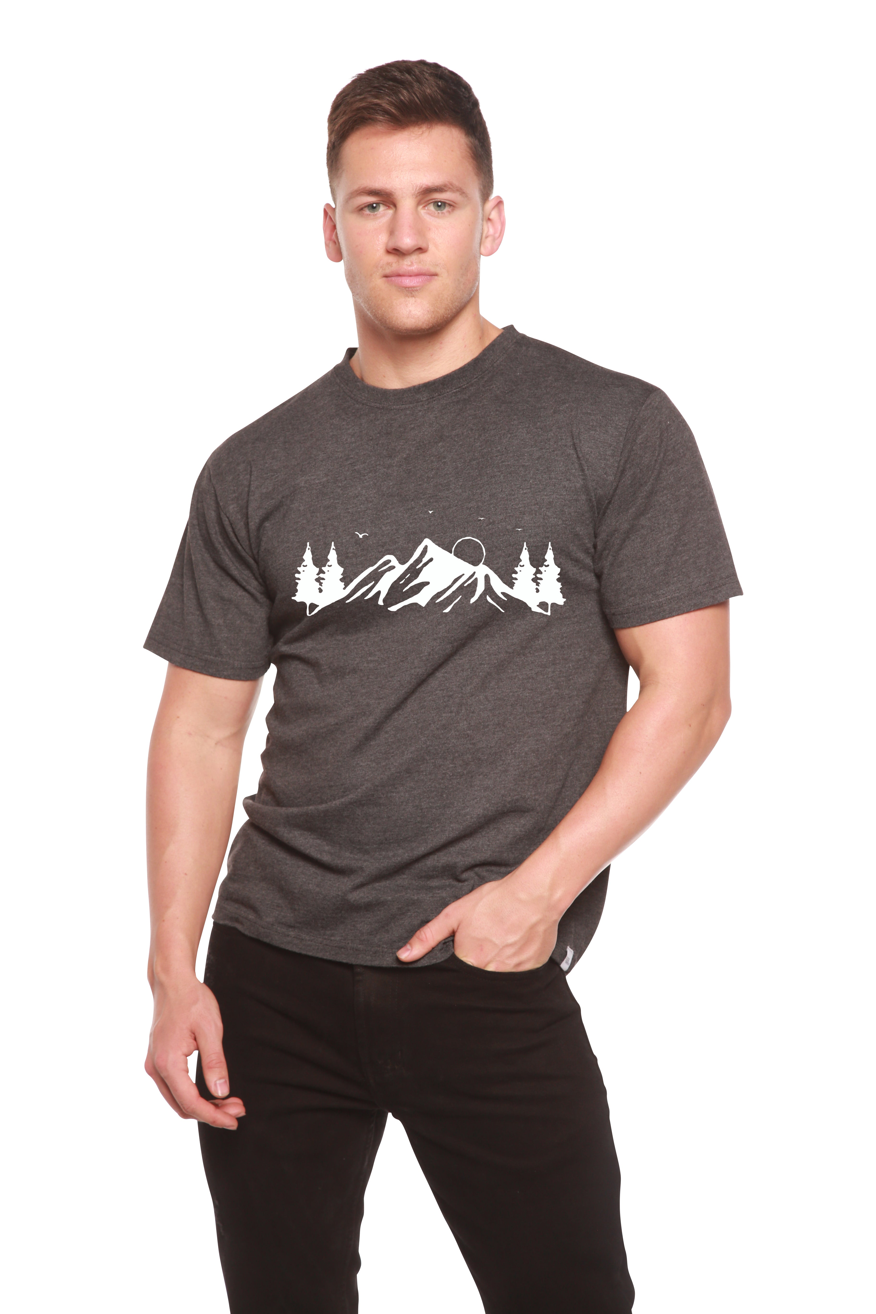 Men's Bamboo Viscose/Organic Cotton Short Sleeve T-Shirt with Print Mauna Kea