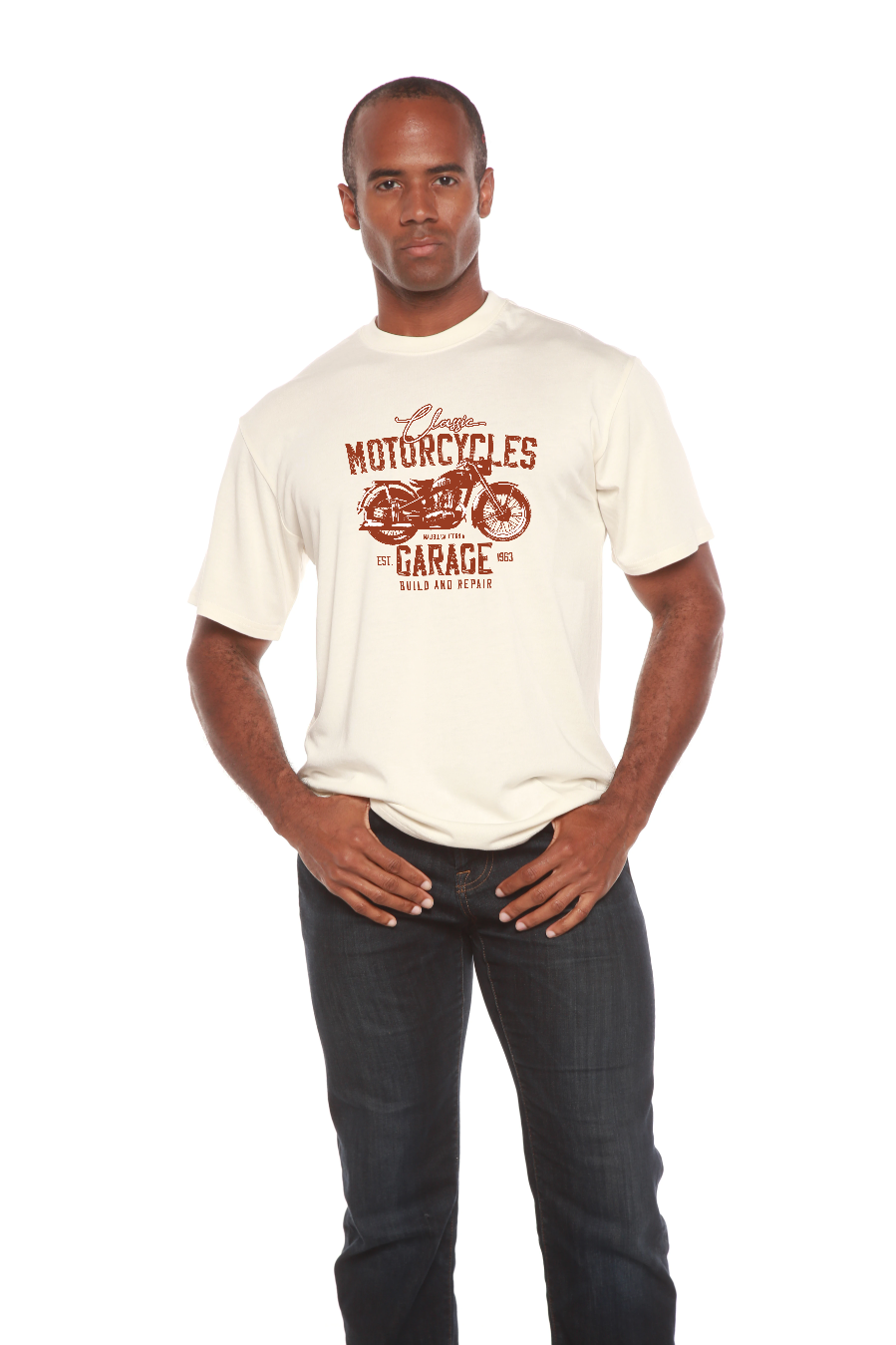 Motorcycles Garage Men's Bamboo Viscose/Organic Cotton Short Sleeve Graphic T-Shirt
